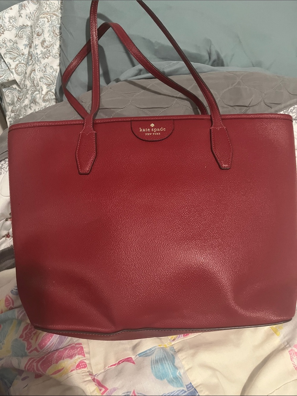 kate spade Red Leather Tote with Double Straps